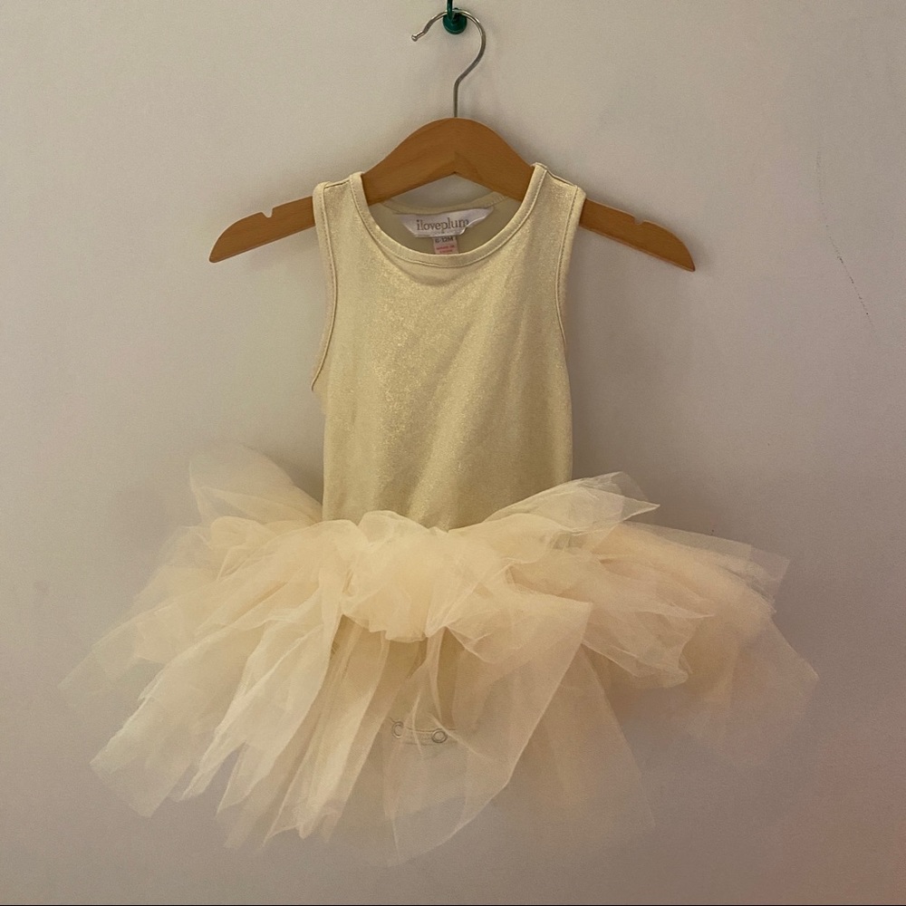 Metallic Tutu Dress - Ivory Gold